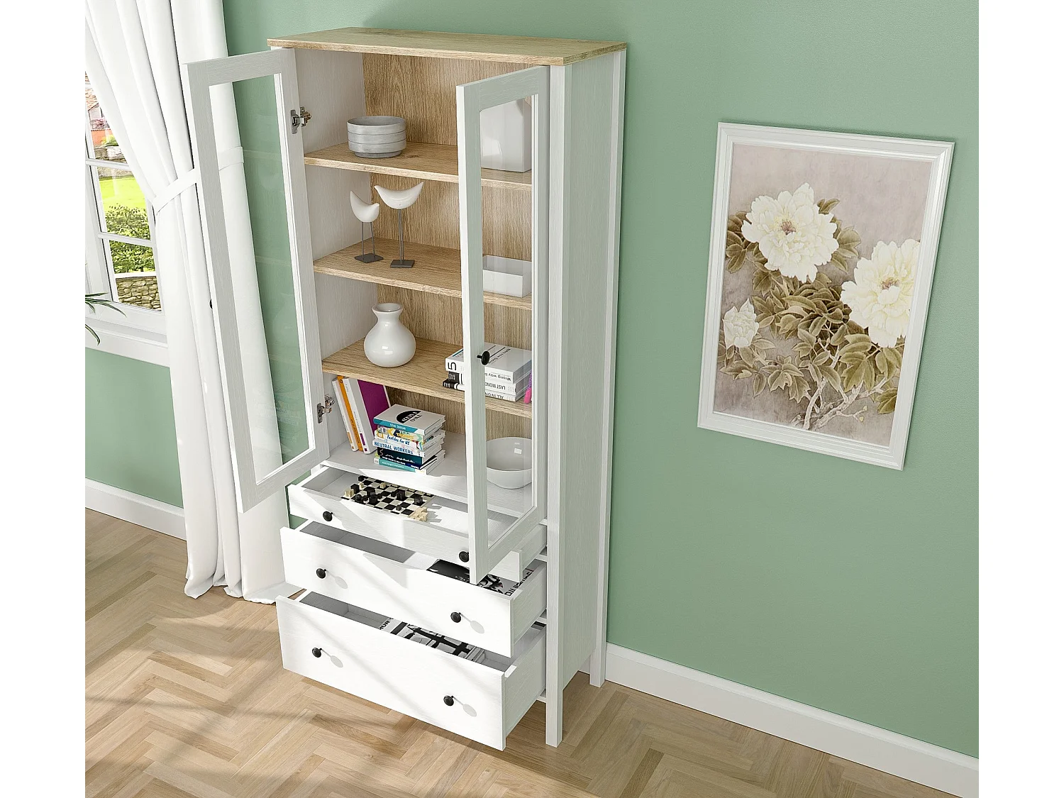 Meuble de rangement en aggloméré Frannie Modèle 4 : 83 x 35 x 194 cm