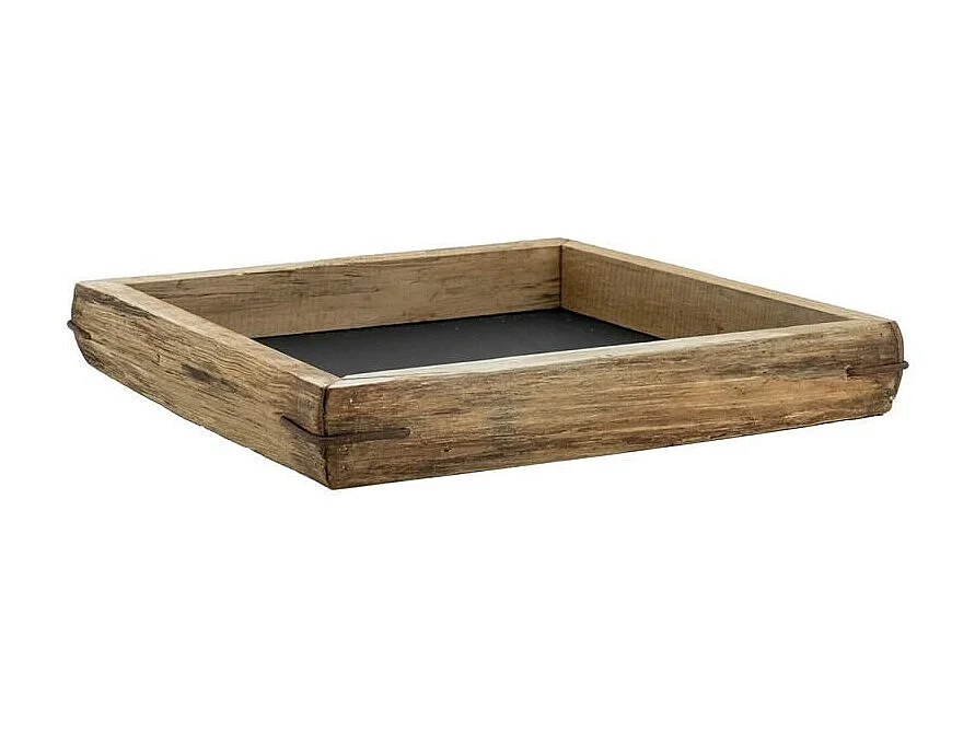 Plateau carré en chêne naturel avec fond médium noir