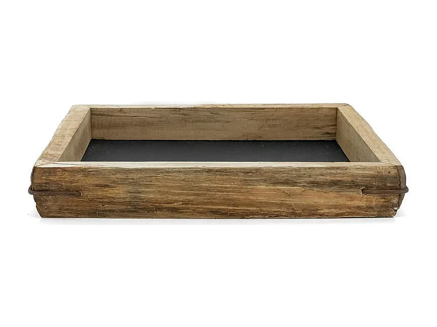 Plateau carré en chêne naturel avec fond médium noir