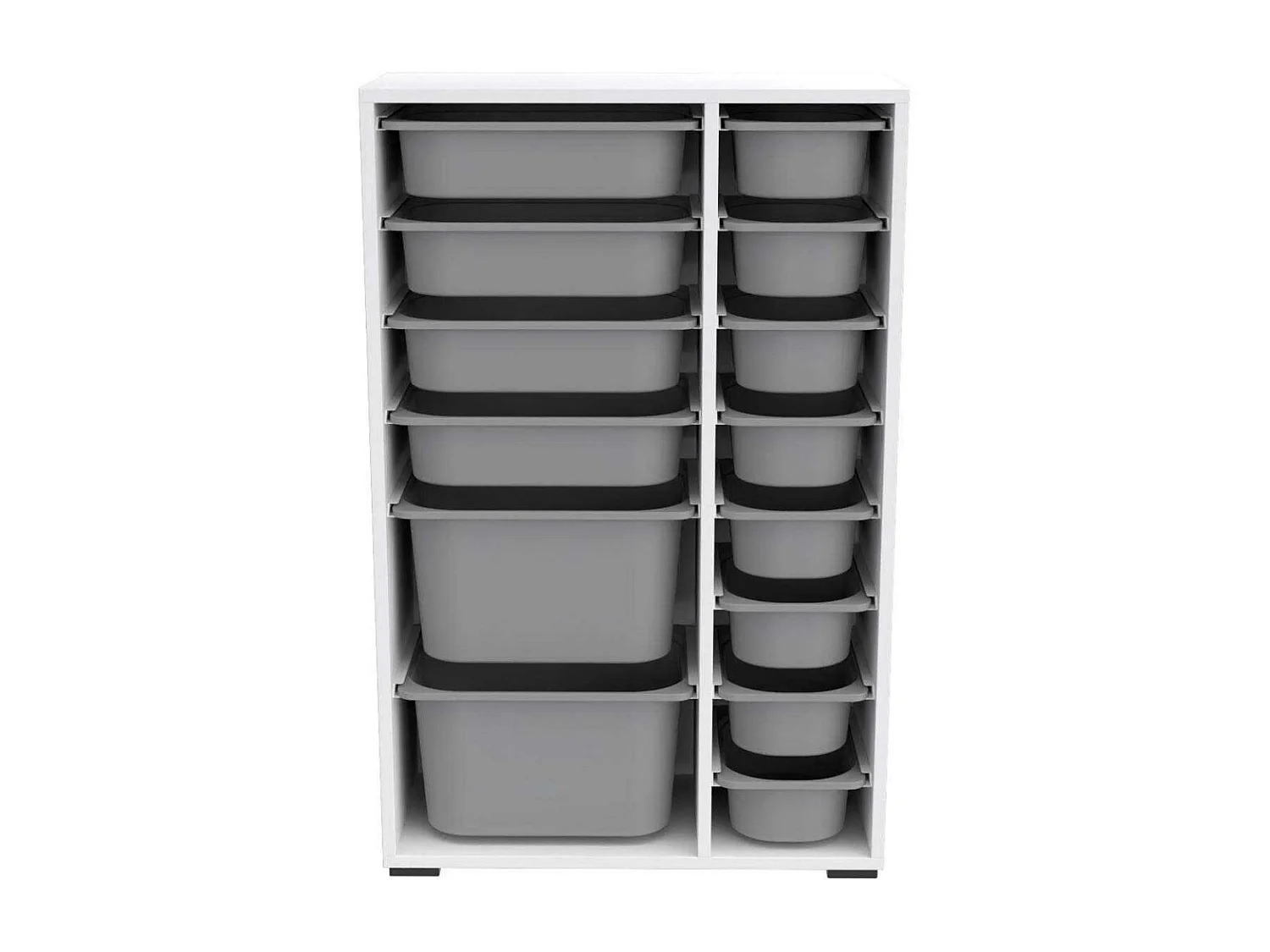 Meuble de rangement 14 tiroirs Rine Blanc et gris 2