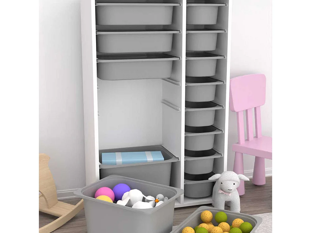 Meuble de rangement 14 tiroirs Rine Blanc et gris 2