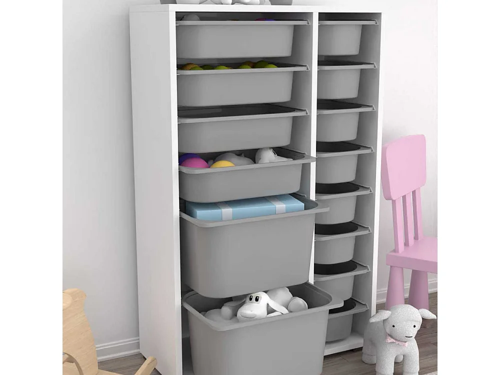 Meuble de rangement 14 tiroirs Rine Blanc et gris 2