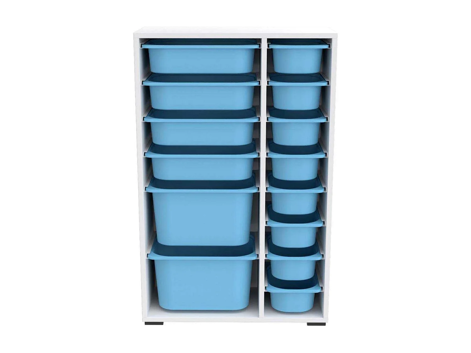 Meuble de rangement 14 tiroirs Rine Blanc et bleu 2