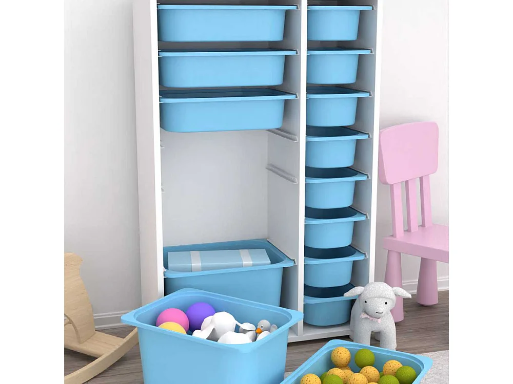 Meuble de rangement 14 tiroirs Rine Blanc et bleu 2