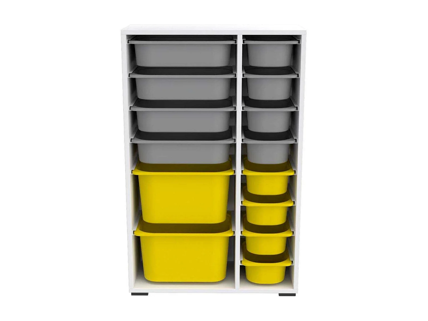 Meuble de rangement 14 tiroirs Rine Blanc, gris et jaune