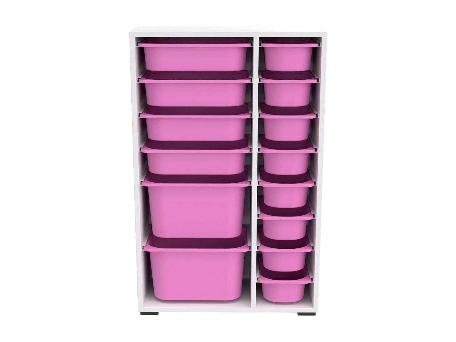 Meuble de rangement 14 tiroirs Rine Blanc et rose 2