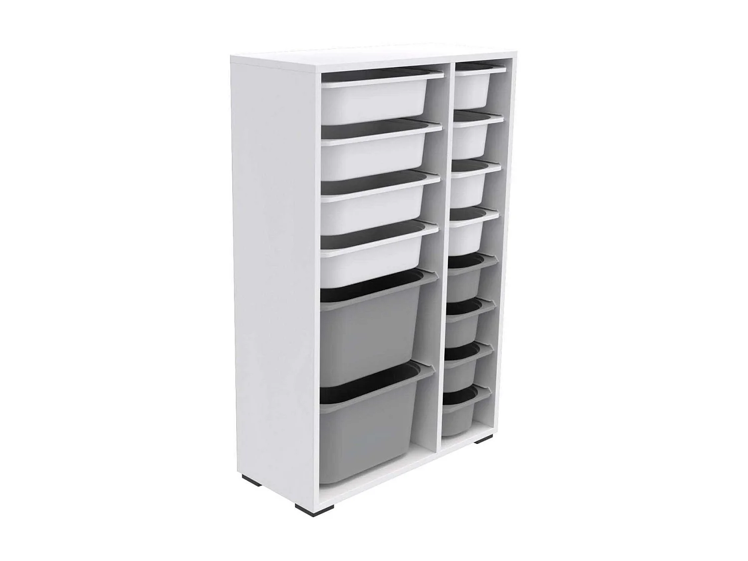 Meuble de rangement 14 tiroirs Rine Blanc et gris