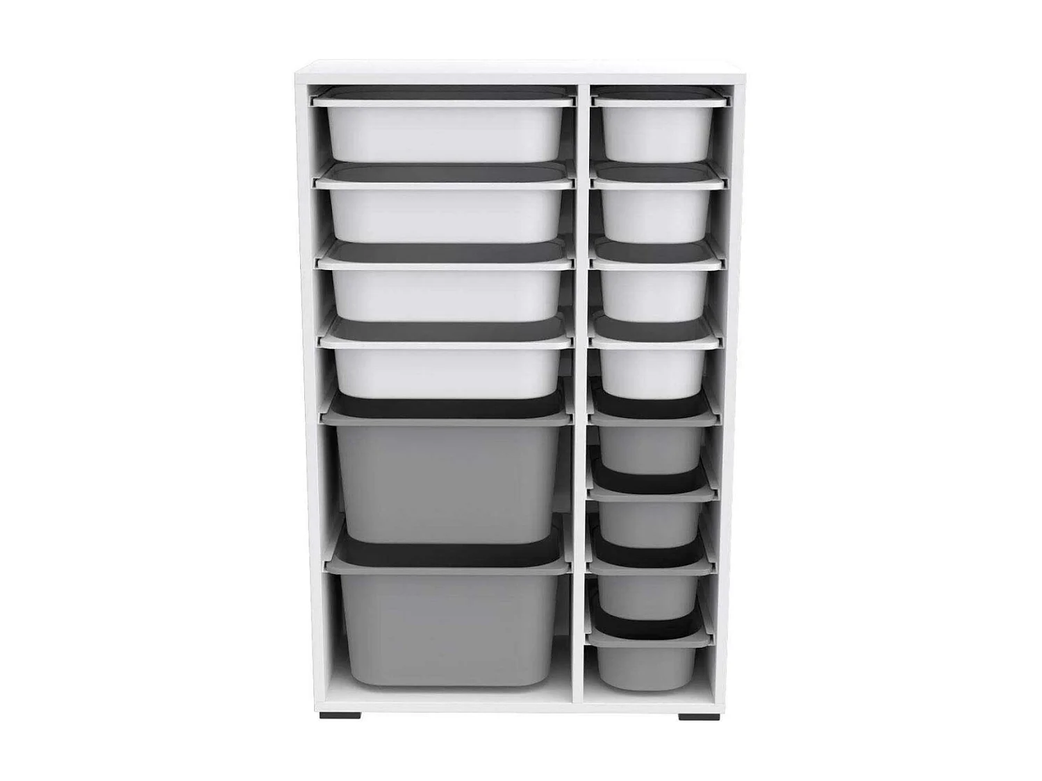 Meuble de rangement 14 tiroirs Rine Blanc et gris