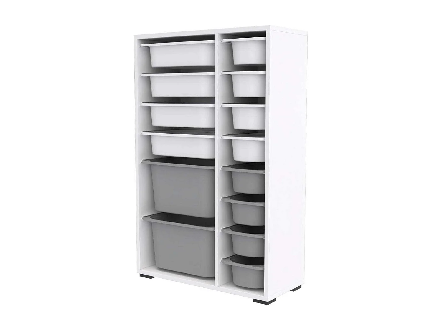 Meuble de rangement 14 tiroirs Rine Blanc et gris