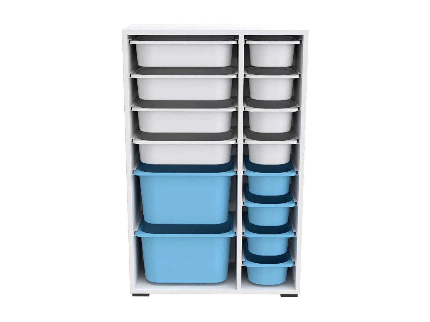 Meuble de rangement 14 tiroirs Rine Blanc et bleu