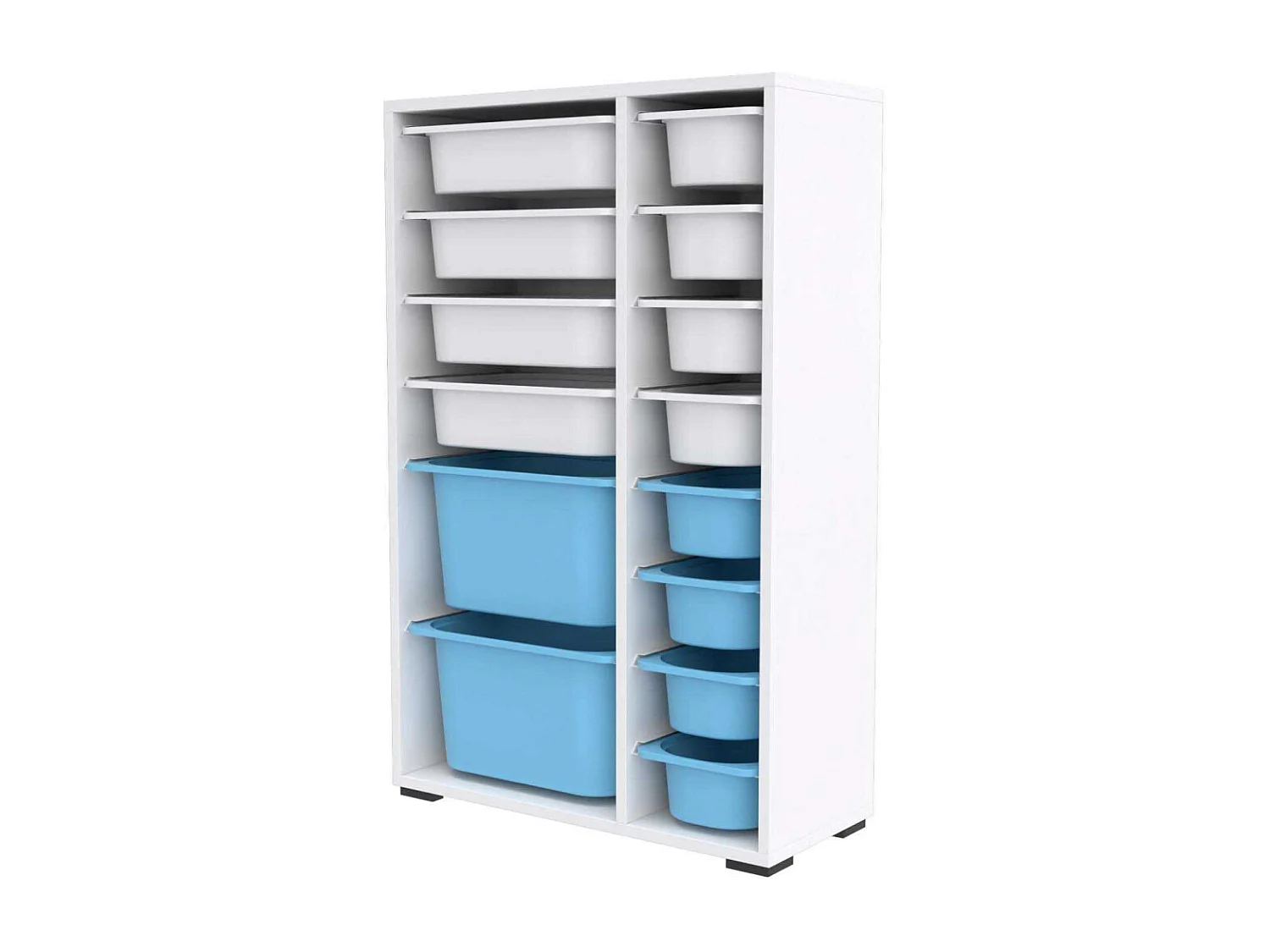 Meuble de rangement 14 tiroirs Rine Blanc et bleu