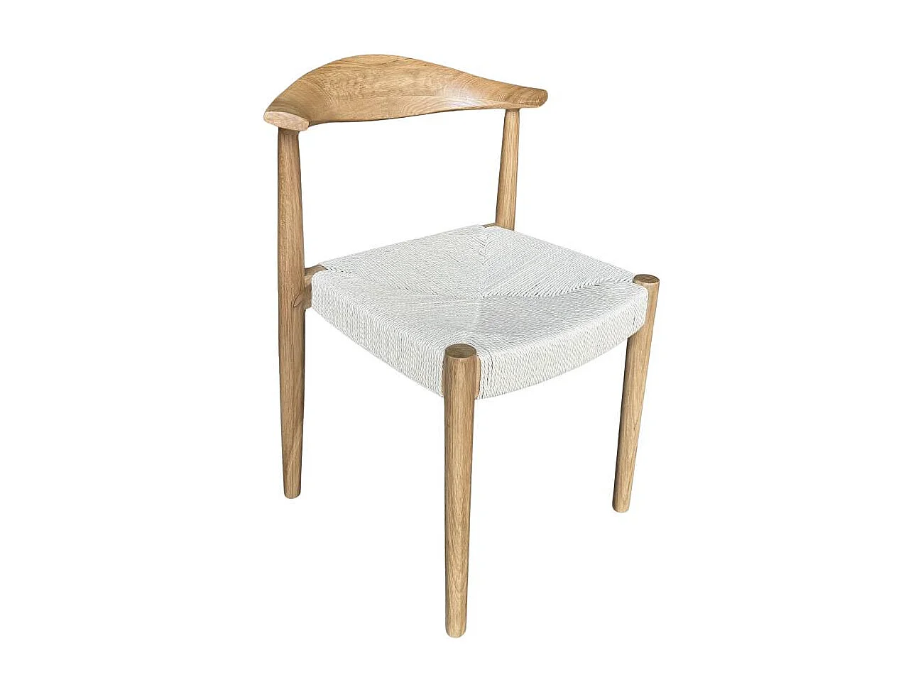Chaise en bois de chêne et en corde Aline (lot de 2)