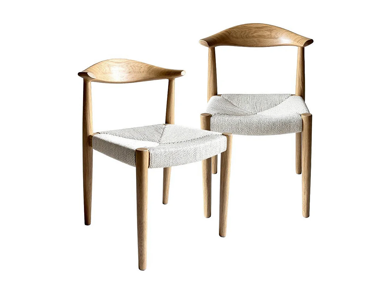 Chaise en bois de chêne et en corde Aline (lot de 2)