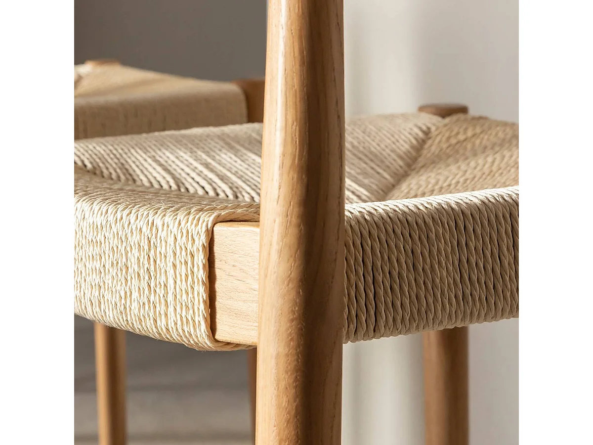 Chaise en bois de chêne et en corde Aline (lot de 2)