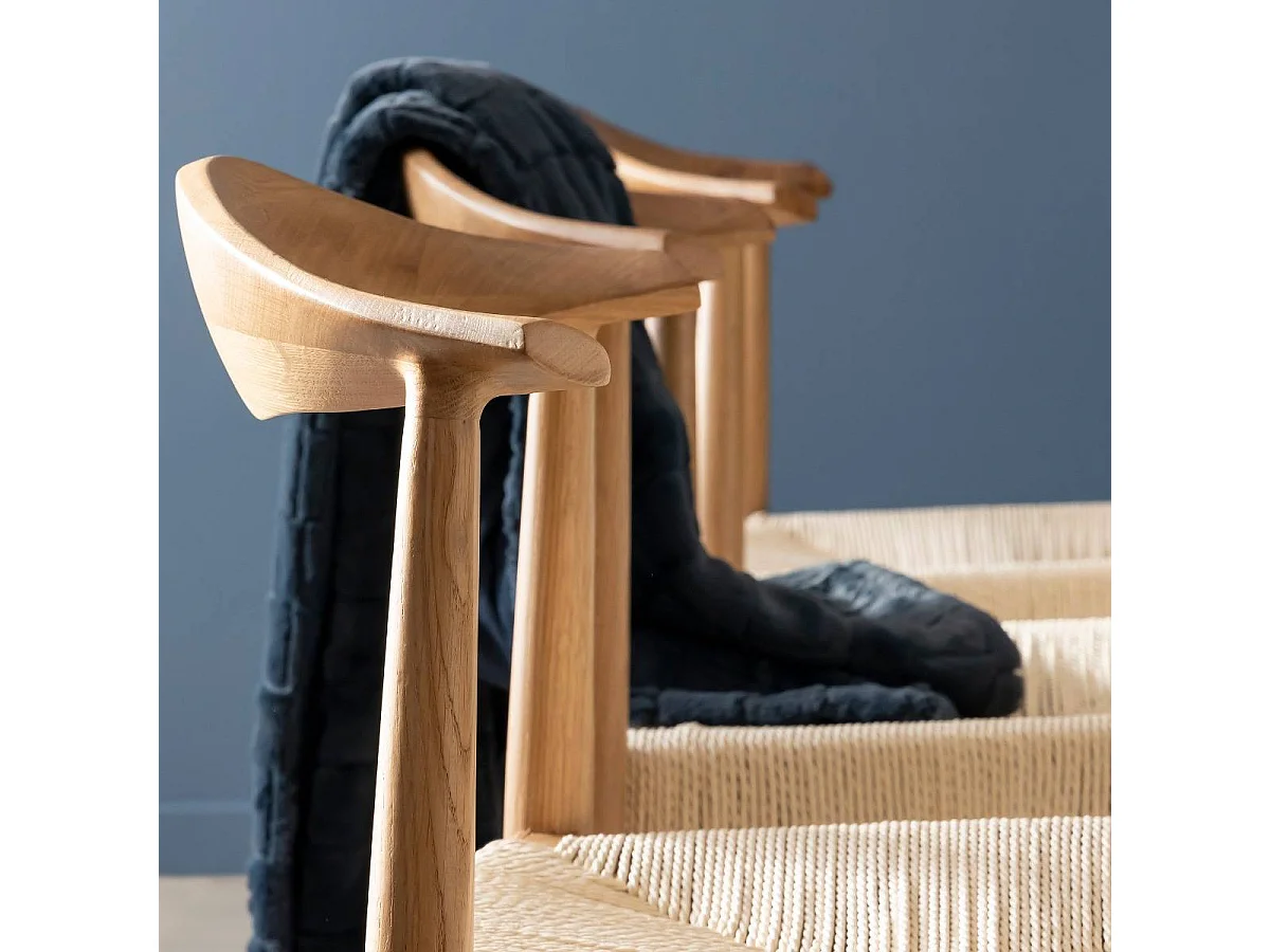 Chaise en bois de chêne et en corde Aline (lot de 2)