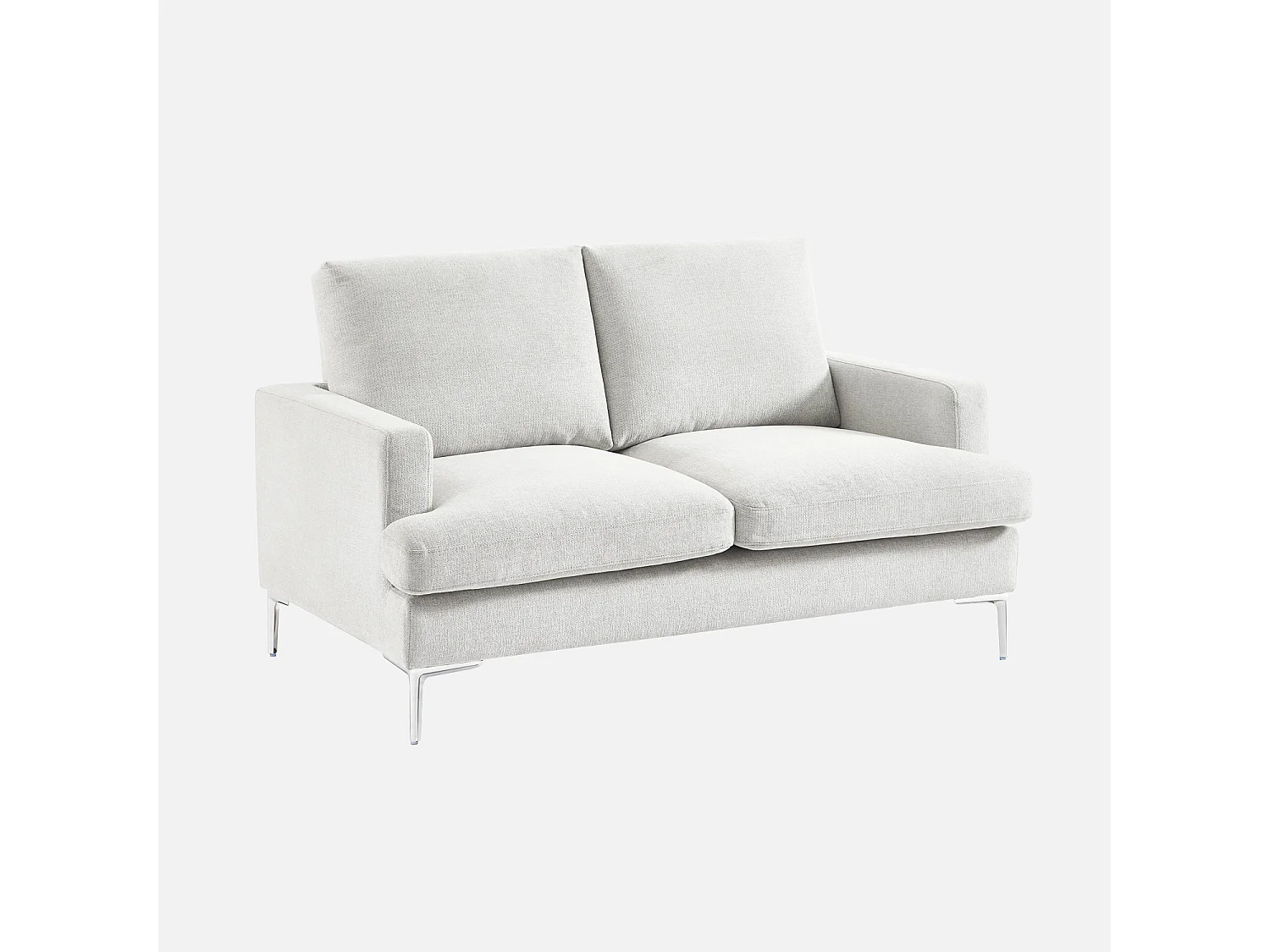 Canapé 2 places en tissu blanc cassé L 143 x P 90 x H 89cm - Hans