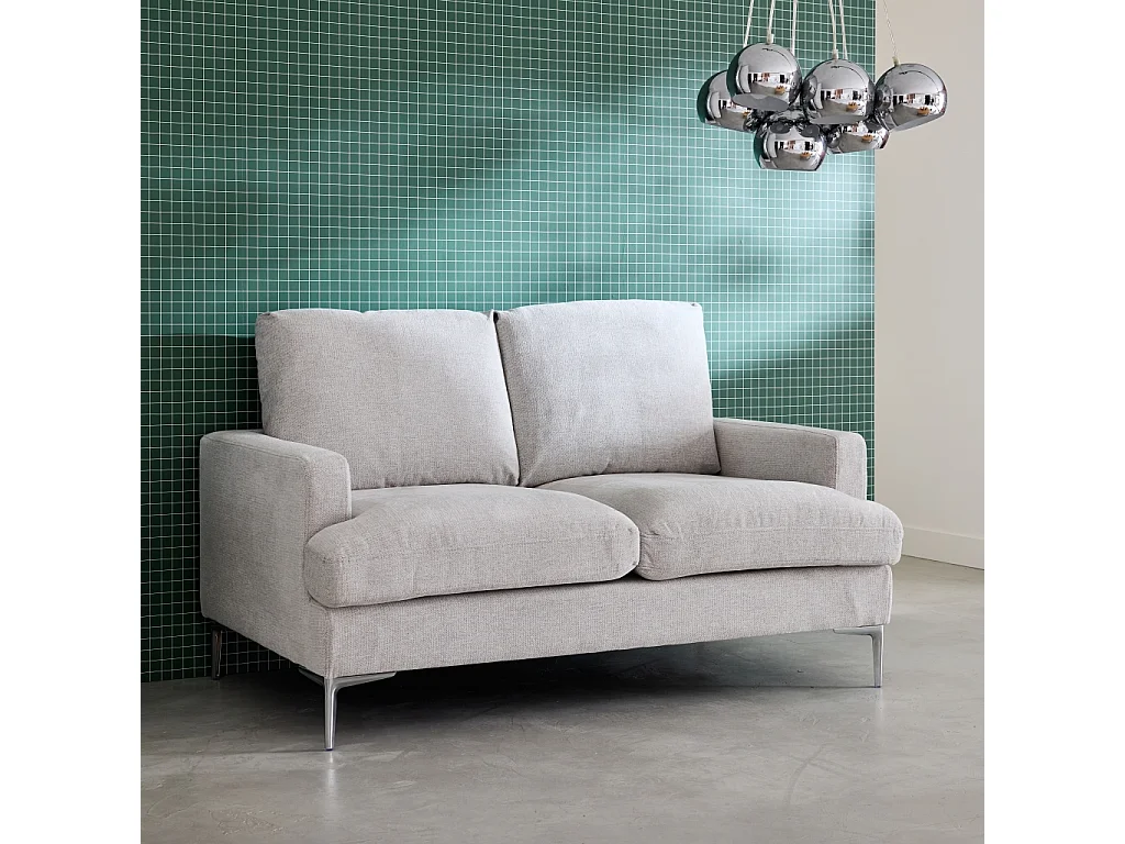 Canapé 2 places en tissu blanc cassé L 143 x P 90 x H 89cm - Hans