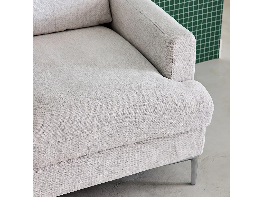 Canapé 2 places en tissu blanc cassé L 143 x P 90 x H 89cm - Hans