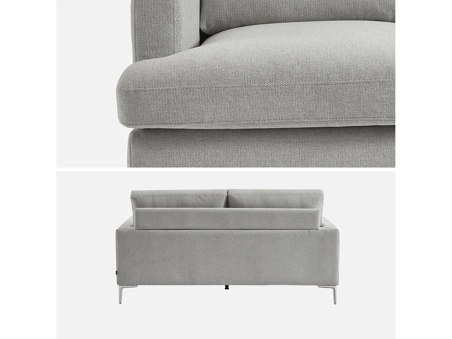 Canapé 3 places en tissu gris clair L 173 x P 90 x H 89cm - Hans