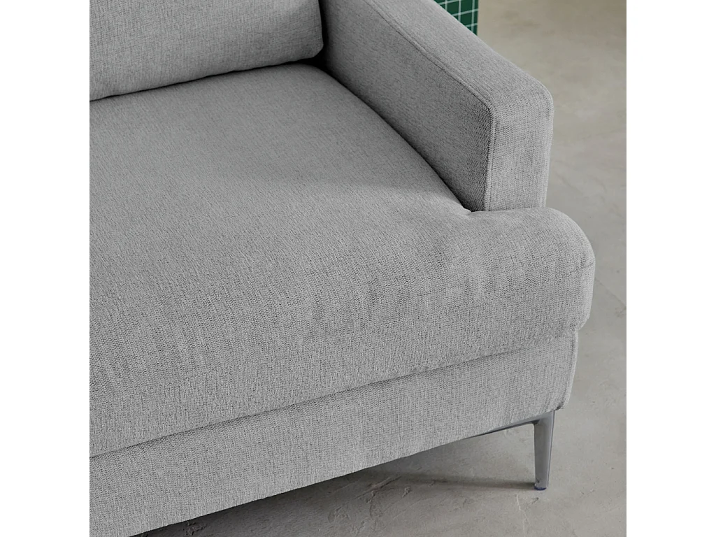 Canapé 3 places en tissu gris clair L 173 x P 90 x H 89cm - Hans