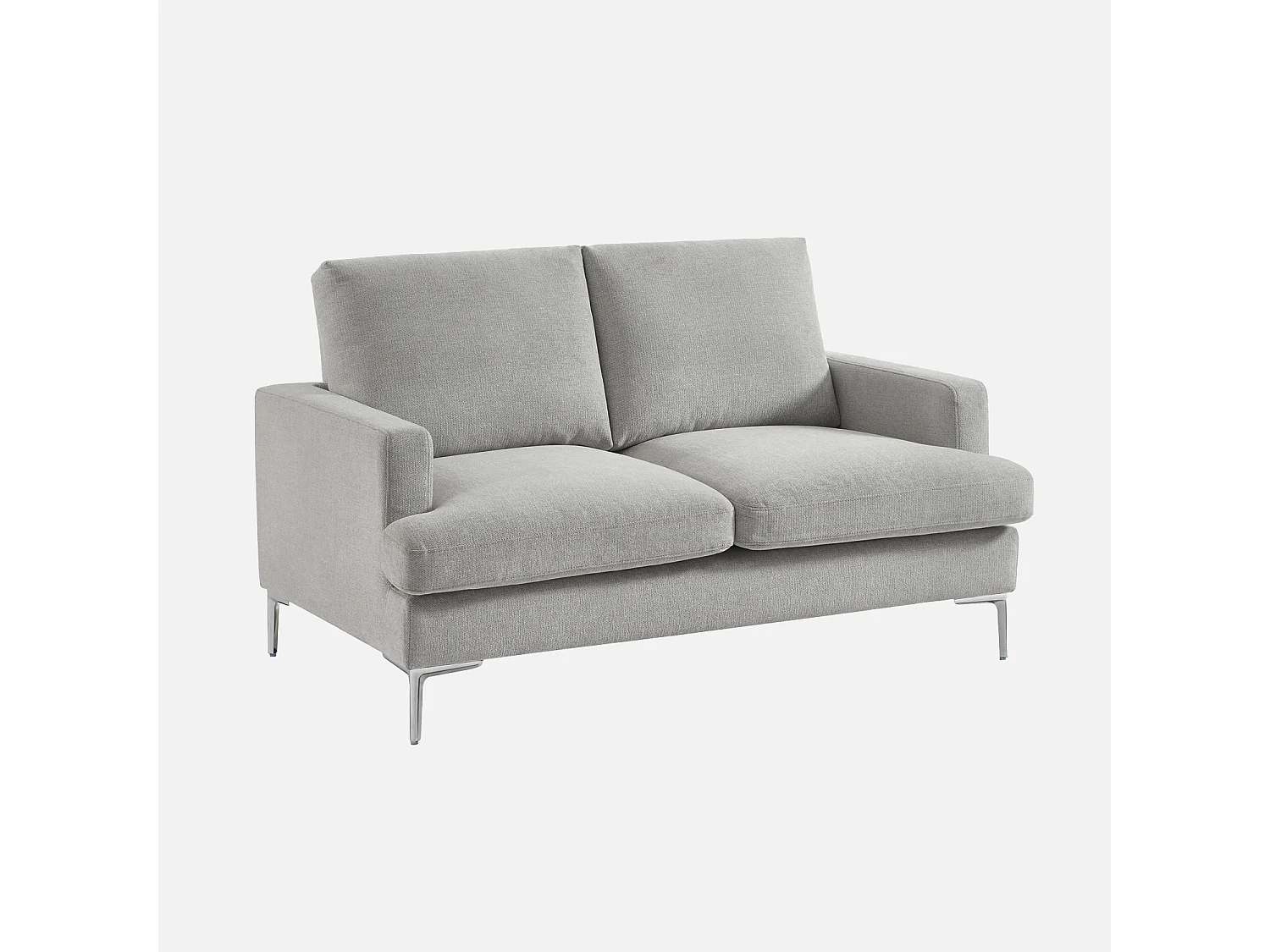 Canapé 2 places en tissu gris clair L 143 x P 90 x H 89cm - Hans