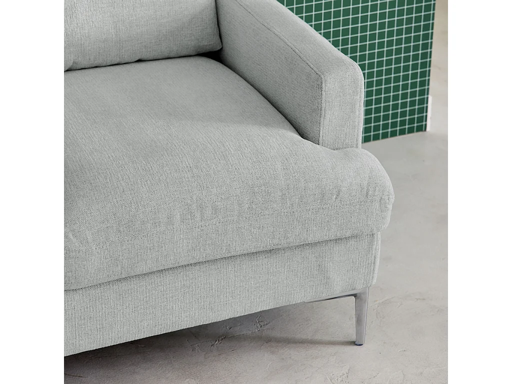 Canapé 2 places en tissu gris clair L 143 x P 90 x H 89cm - Hans