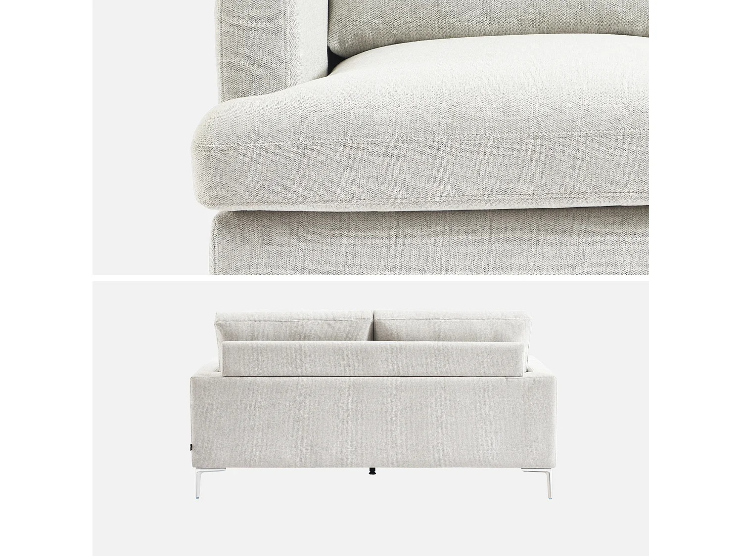 Sofá en tela simple de 3 plazas blanco roto