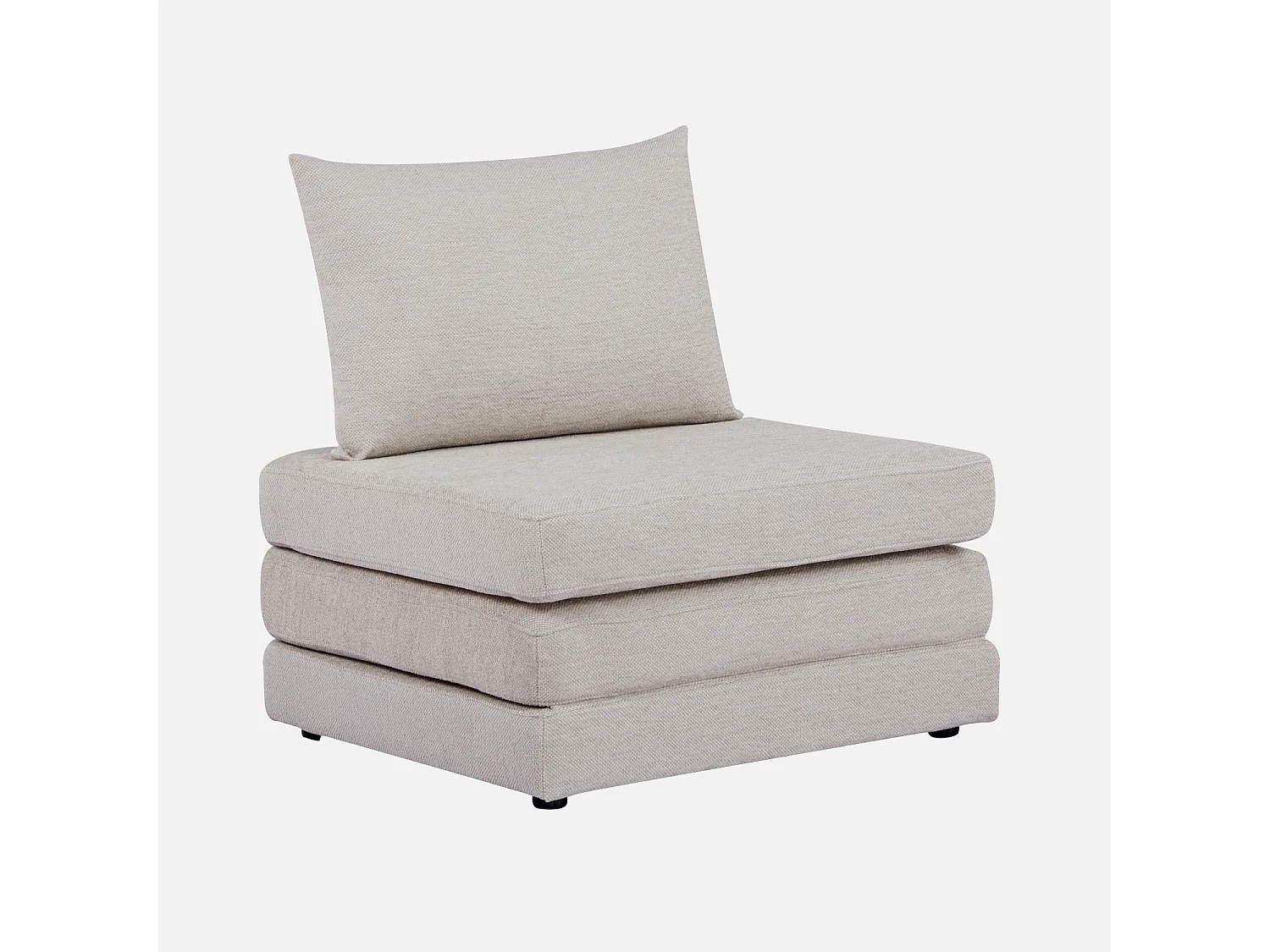 Poltrona letto matrimoniale in tessuto chenille, 1 posto, beige