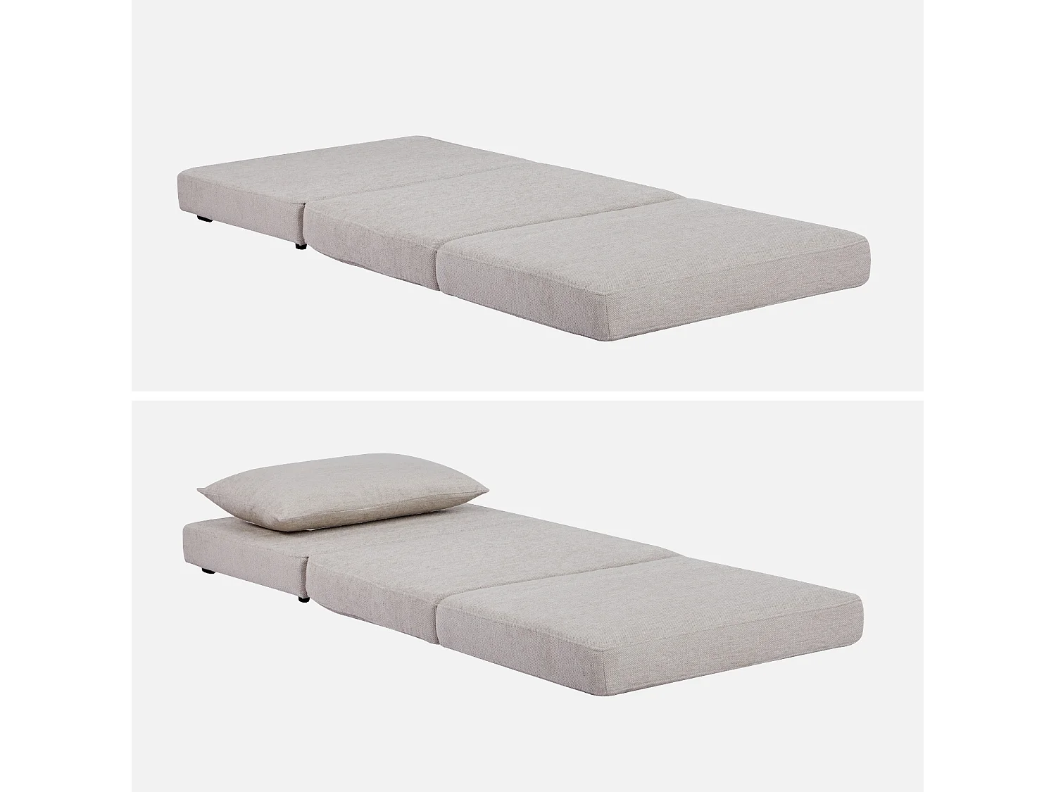 Poltrona letto matrimoniale in tessuto chenille, 1 posto, beige