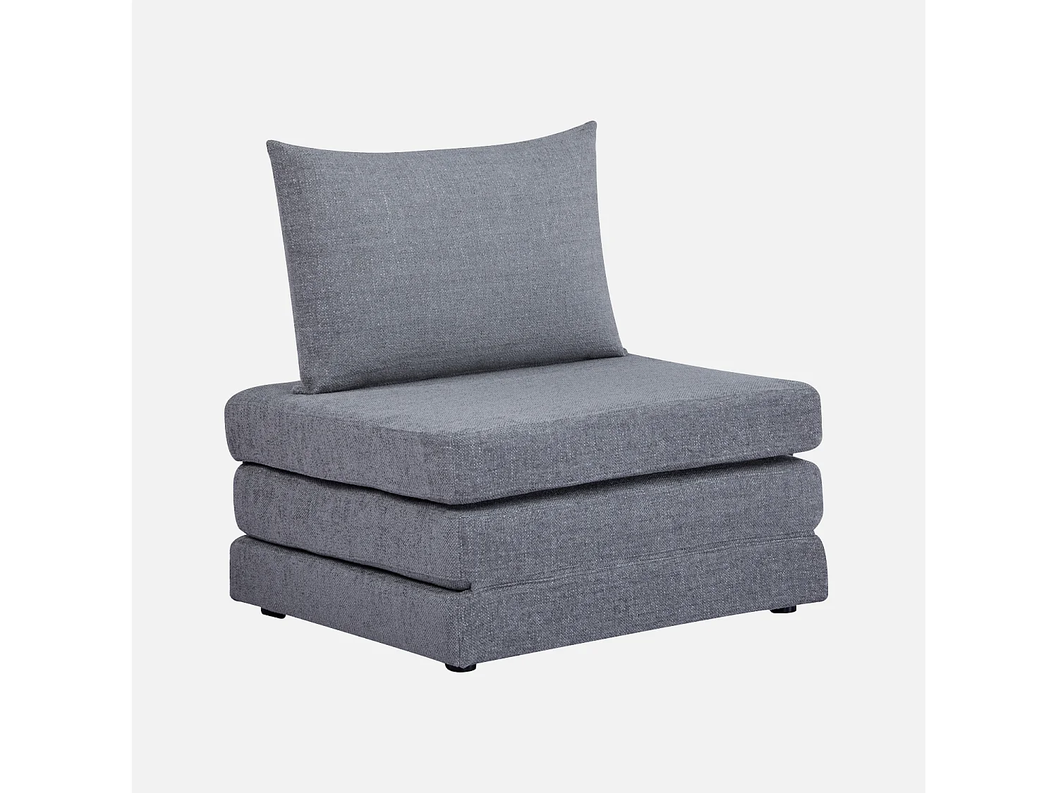 Poltrona letto matrimoniale in tessuto chenille, 1 posto, grigio