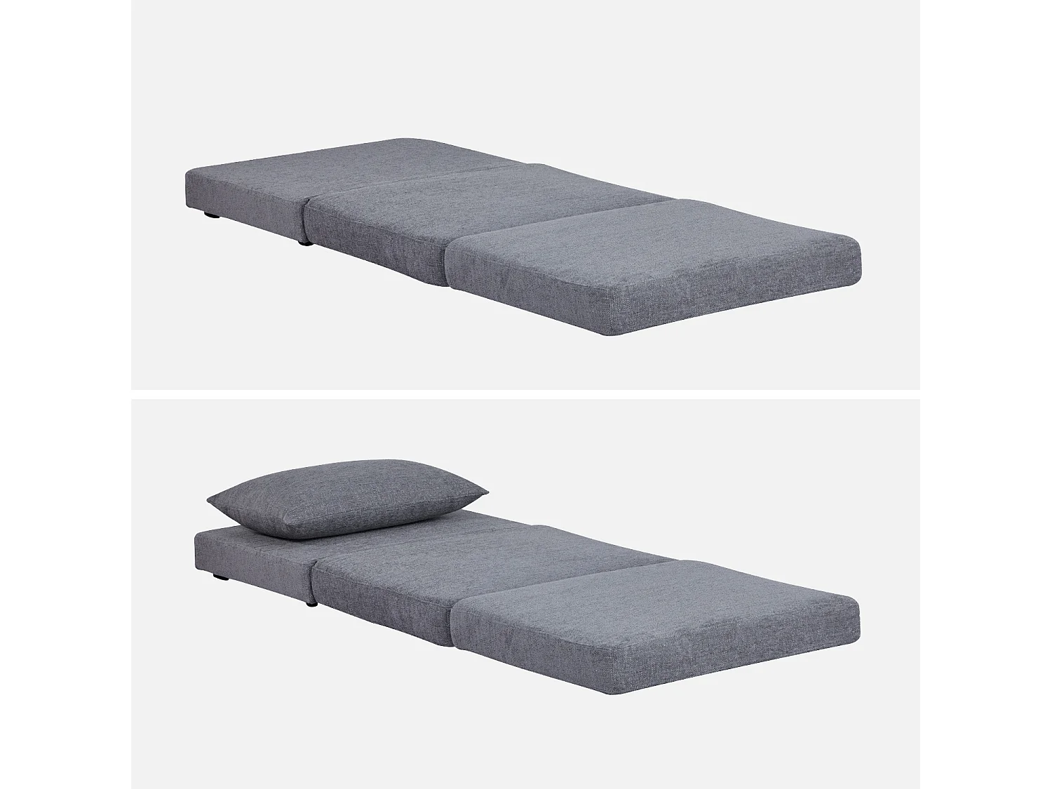 Poltrona letto matrimoniale in tessuto chenille, 1 posto, grigio