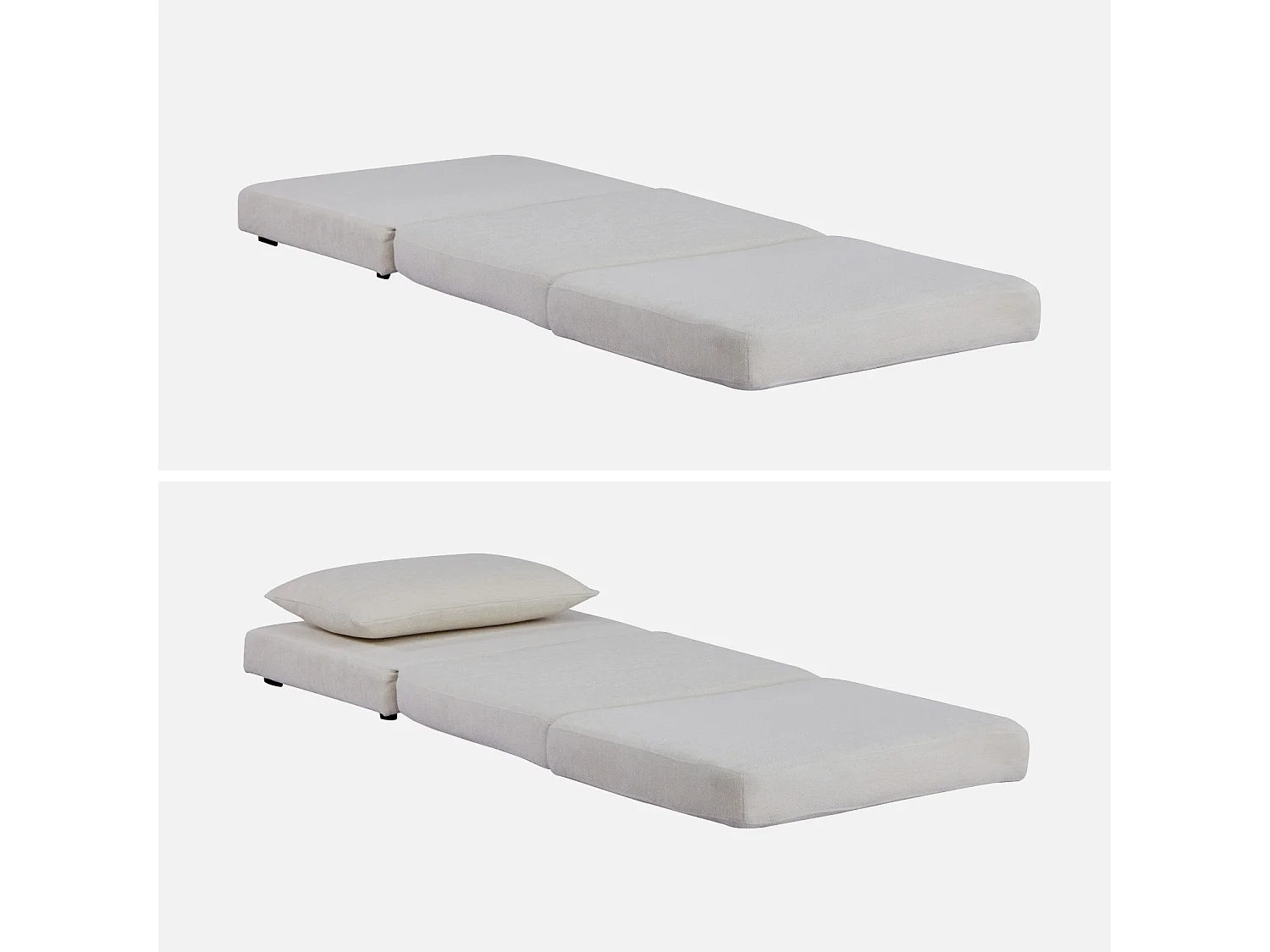 Chauffeuse matelas convertible blanc cassé tissu chenille 1 place Fold