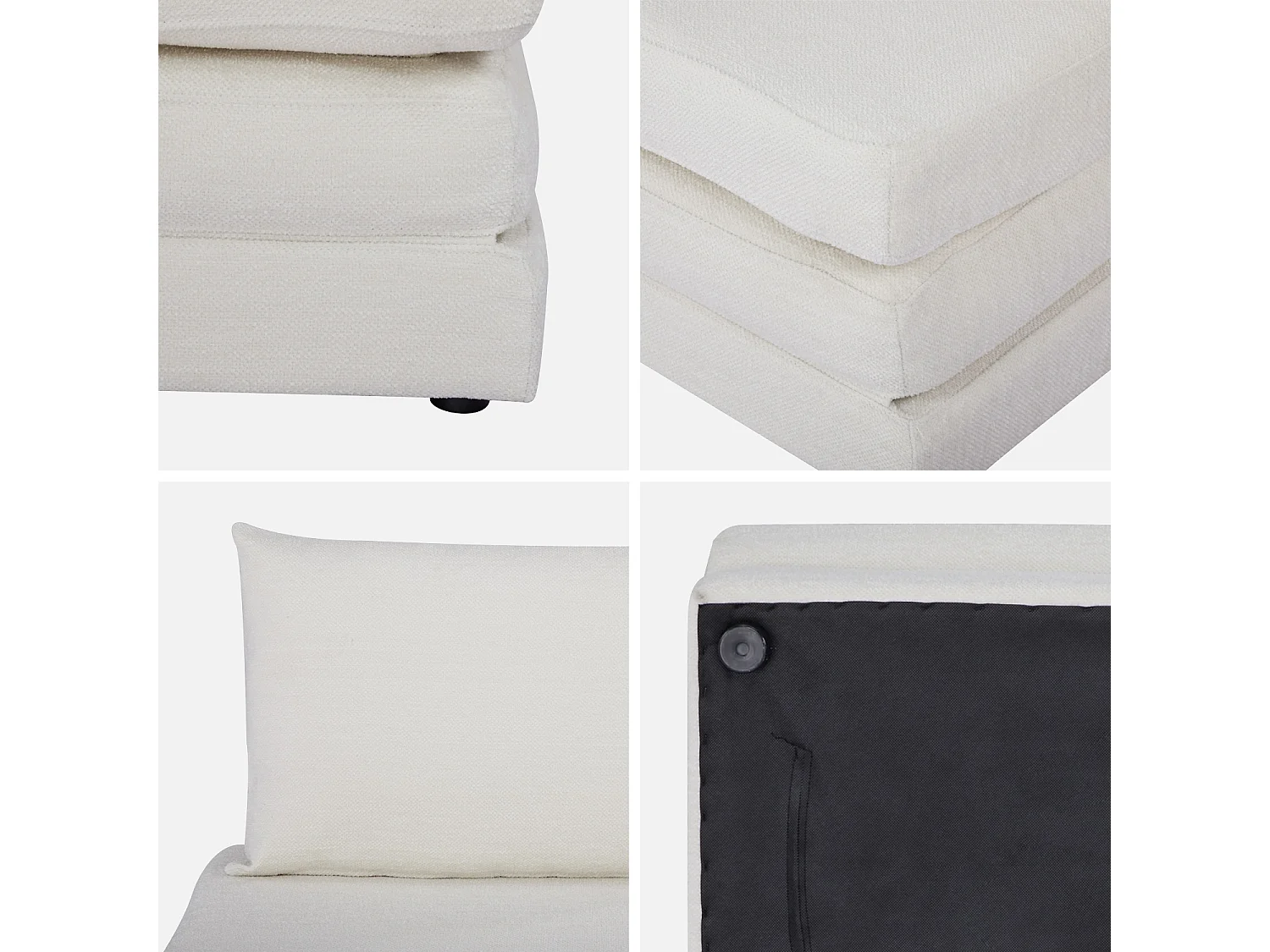 Chauffeuse matelas convertible blanc cassé tissu chenille 1 place Fold