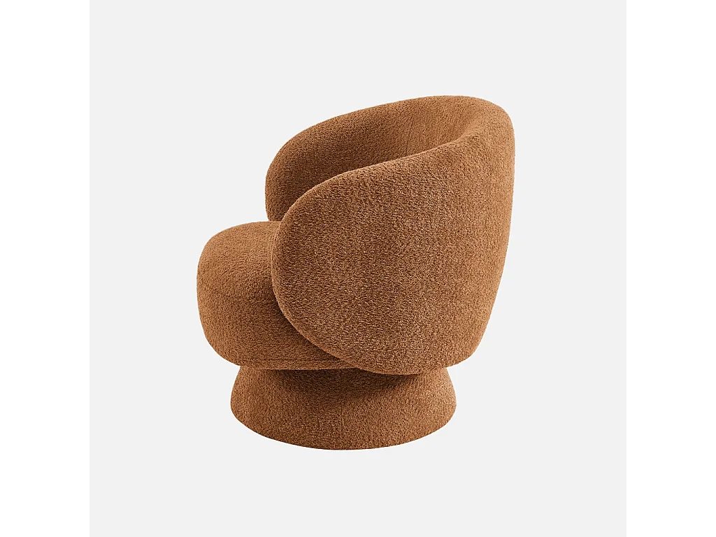 Fauteuil pivotant. rotatif 360° en tissu avec coussin terracotta - L 76 x P 76 x H 76.5cm - Elias