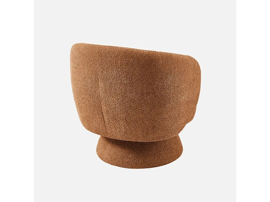 Fauteuil pivotant. rotatif 360° en tissu avec coussin terracotta - L 76 x P 76 x H 76.5cm - Elias