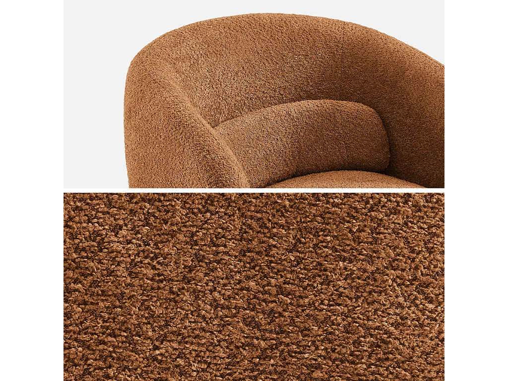 Fauteuil pivotant. rotatif 360° en tissu avec coussin terracotta - L 76 x P 76 x H 76.5cm - Elias