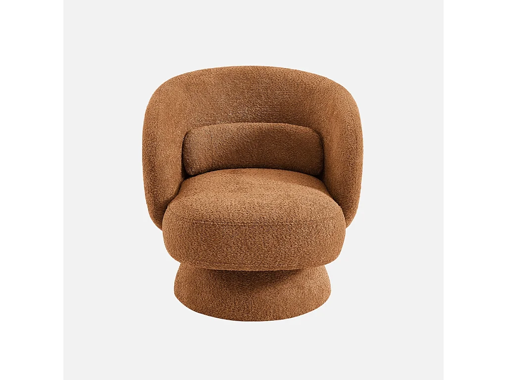 Fauteuil pivotant. rotatif 360° en tissu avec coussin terracotta - L 76 x P 76 x H 76.5cm - Elias