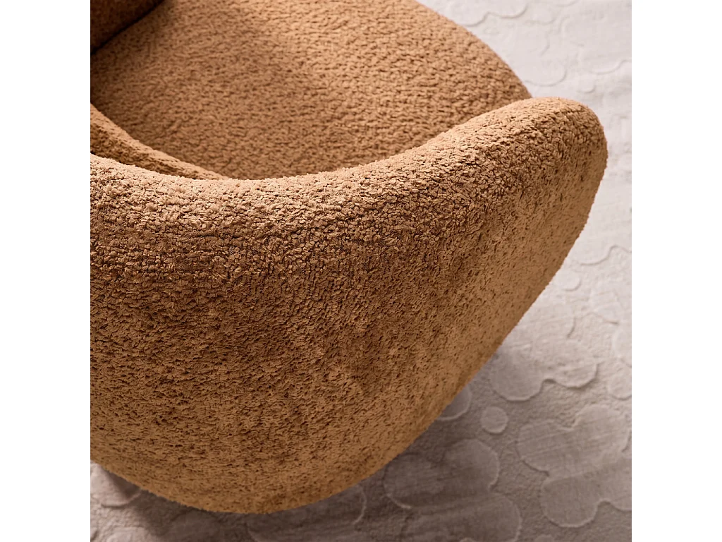 Fauteuil pivotant. rotatif 360° en tissu avec coussin terracotta - L 76 x P 76 x H 76.5cm - Elias