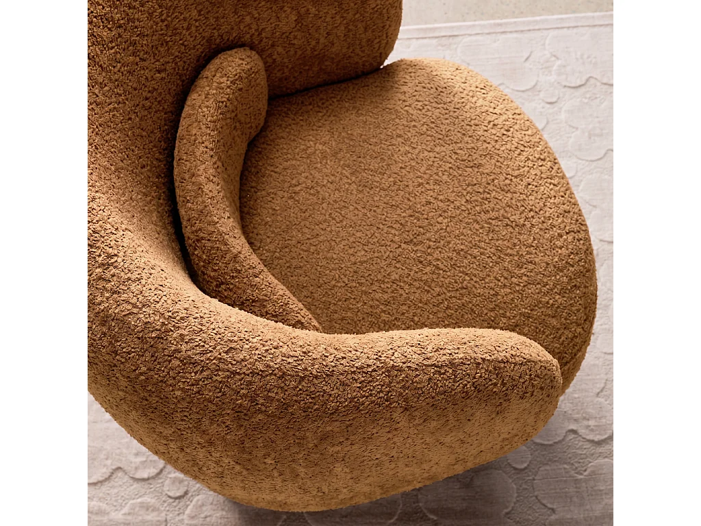 Fauteuil pivotant. rotatif 360° en tissu avec coussin terracotta - L 76 x P 76 x H 76.5cm - Elias