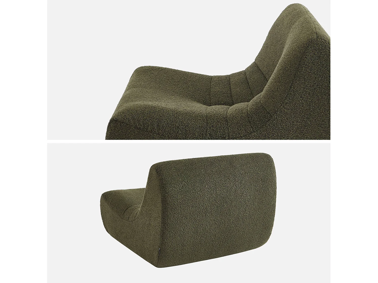 Fauteuil chauffeuse enfant bouclette texturée 1 place kaki - Sokol Kids