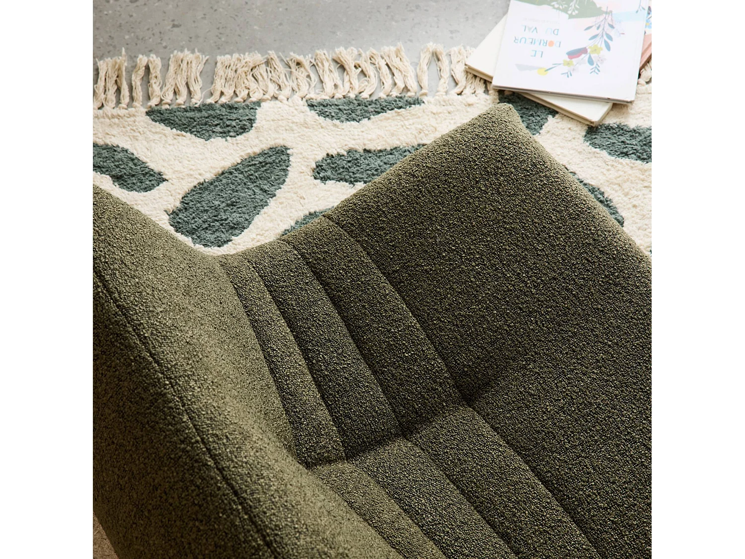 Fauteuil chauffeuse enfant bouclette texturée 1 place kaki - Sokol Kids