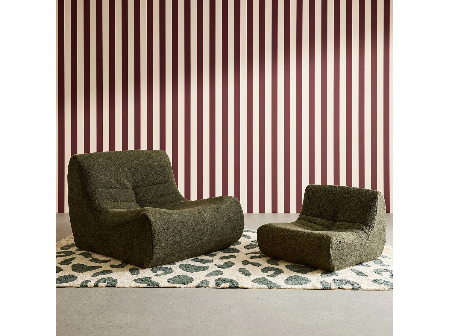 Poltroncina per bambini in tessuto bouclé testurizzato, 1 posto, verde