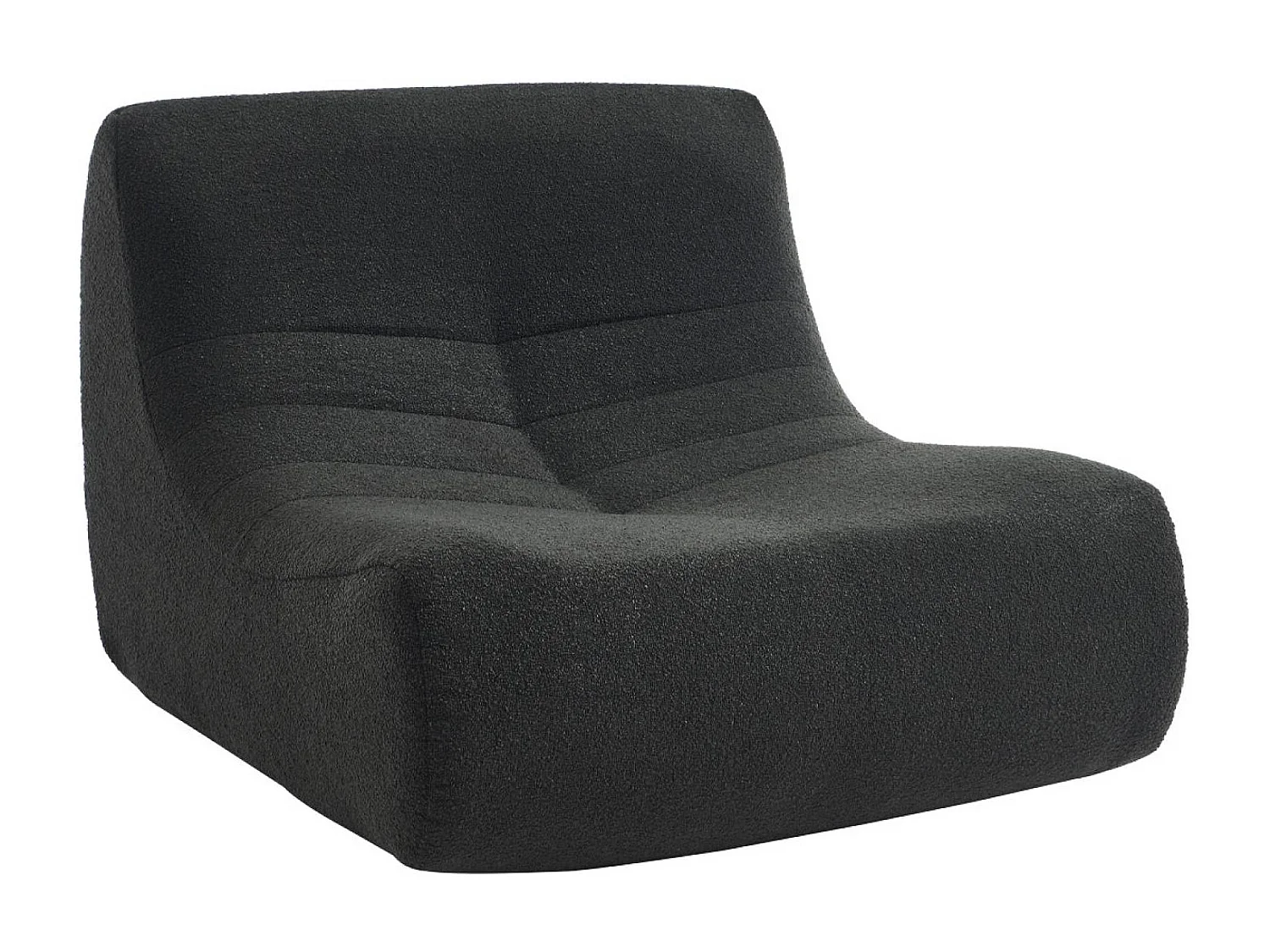 Lot de 2 fauteuils chauffeuses en bouclette texturée noir style contemporain 1 place