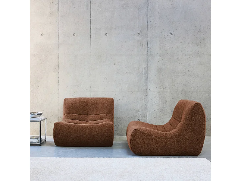 Sofá modular en borreguito texturizado, 2 plazas terracotta