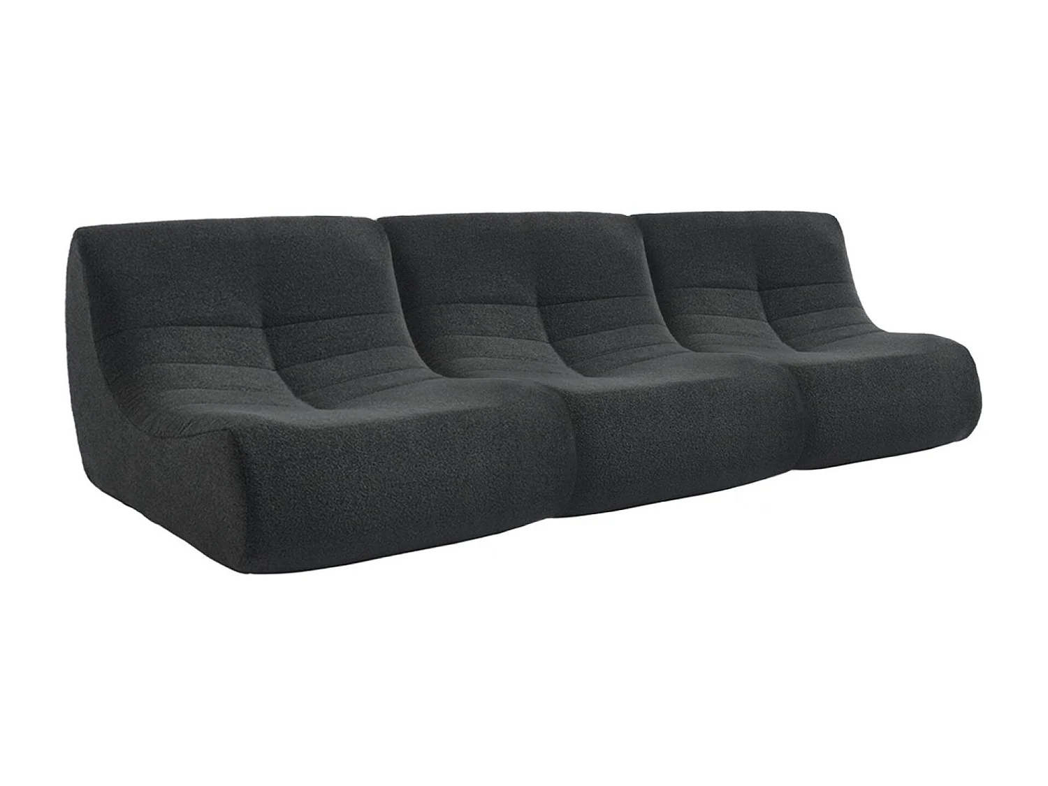 Lot de 3 fauteuils chauffeuses en bouclette texturée noir style contemporain 1 place