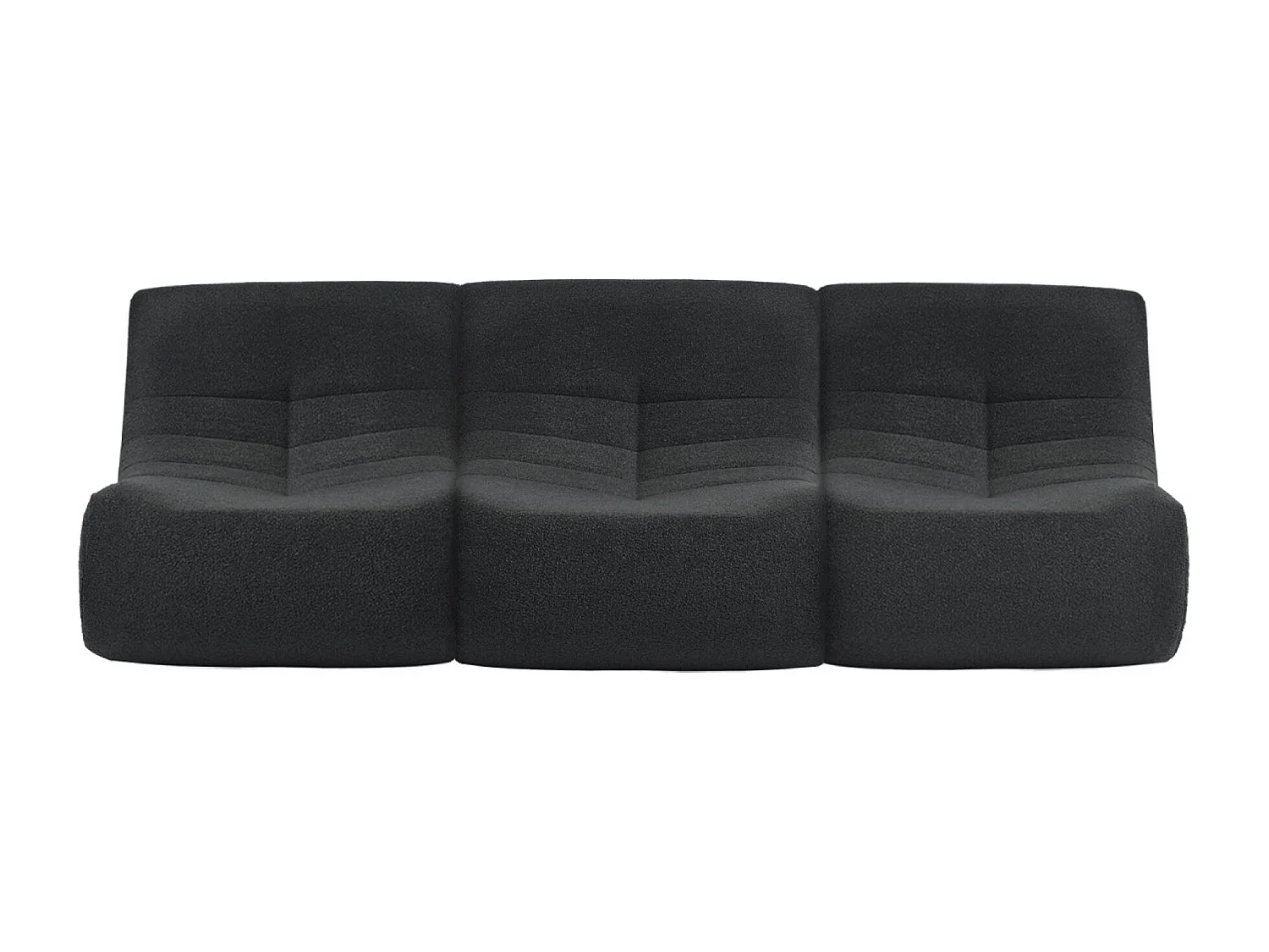 Lot de 3 fauteuils chauffeuses en bouclette texturée noir style contemporain 1 place