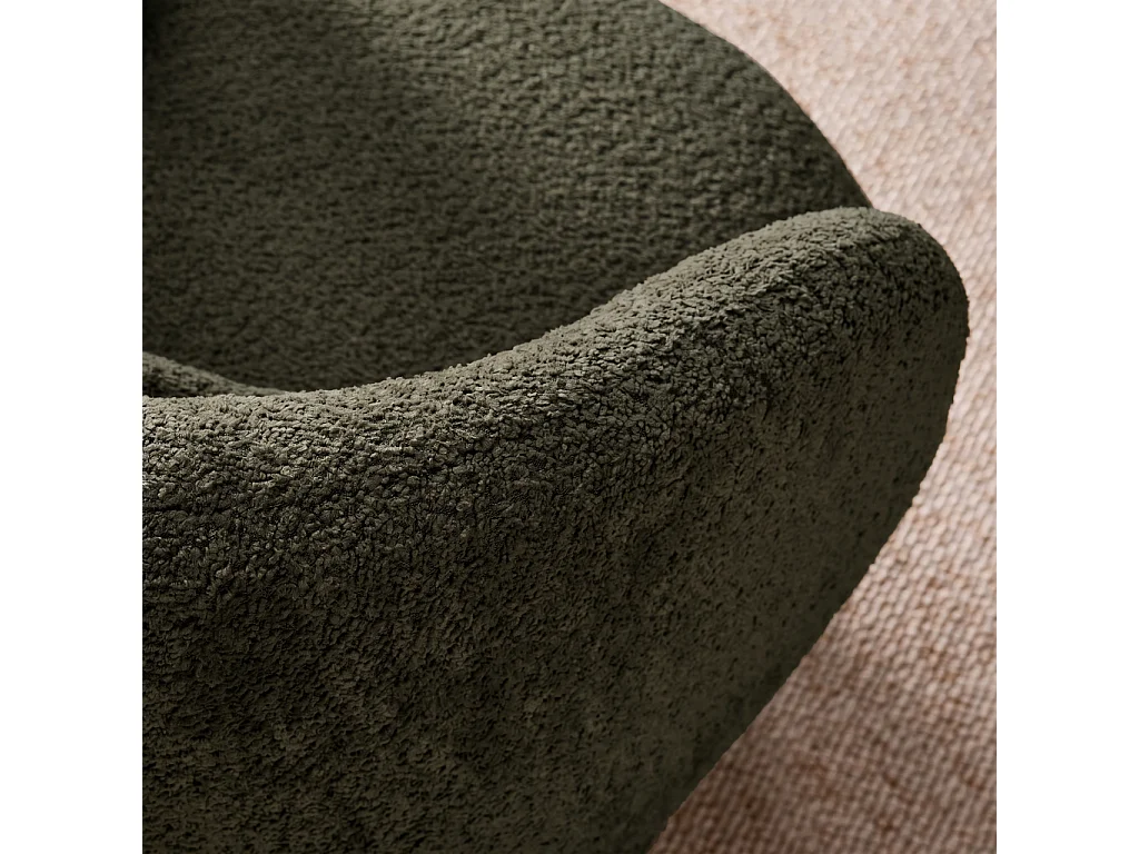 Fauteuil pivotant. rotatif 360° en tissu avec coussin kaki - L 76 x P 76 x H 76.5cm - Elias