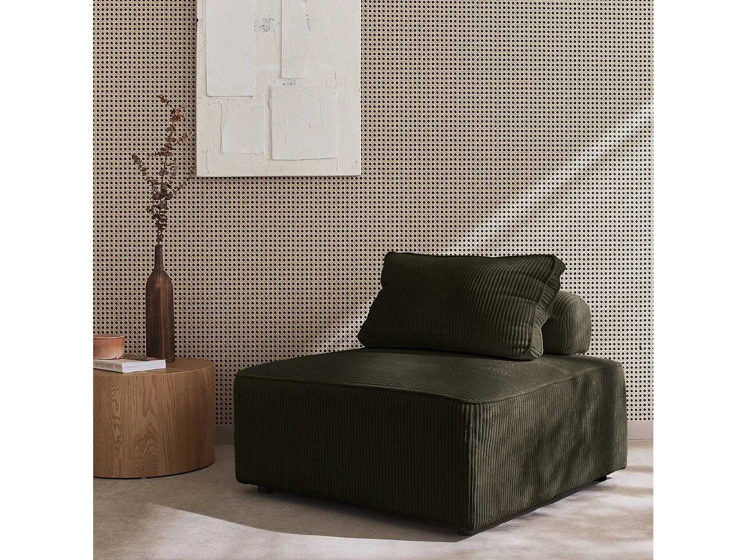 Módulo para sofá modular de pana, 1 plaza verde oscuro