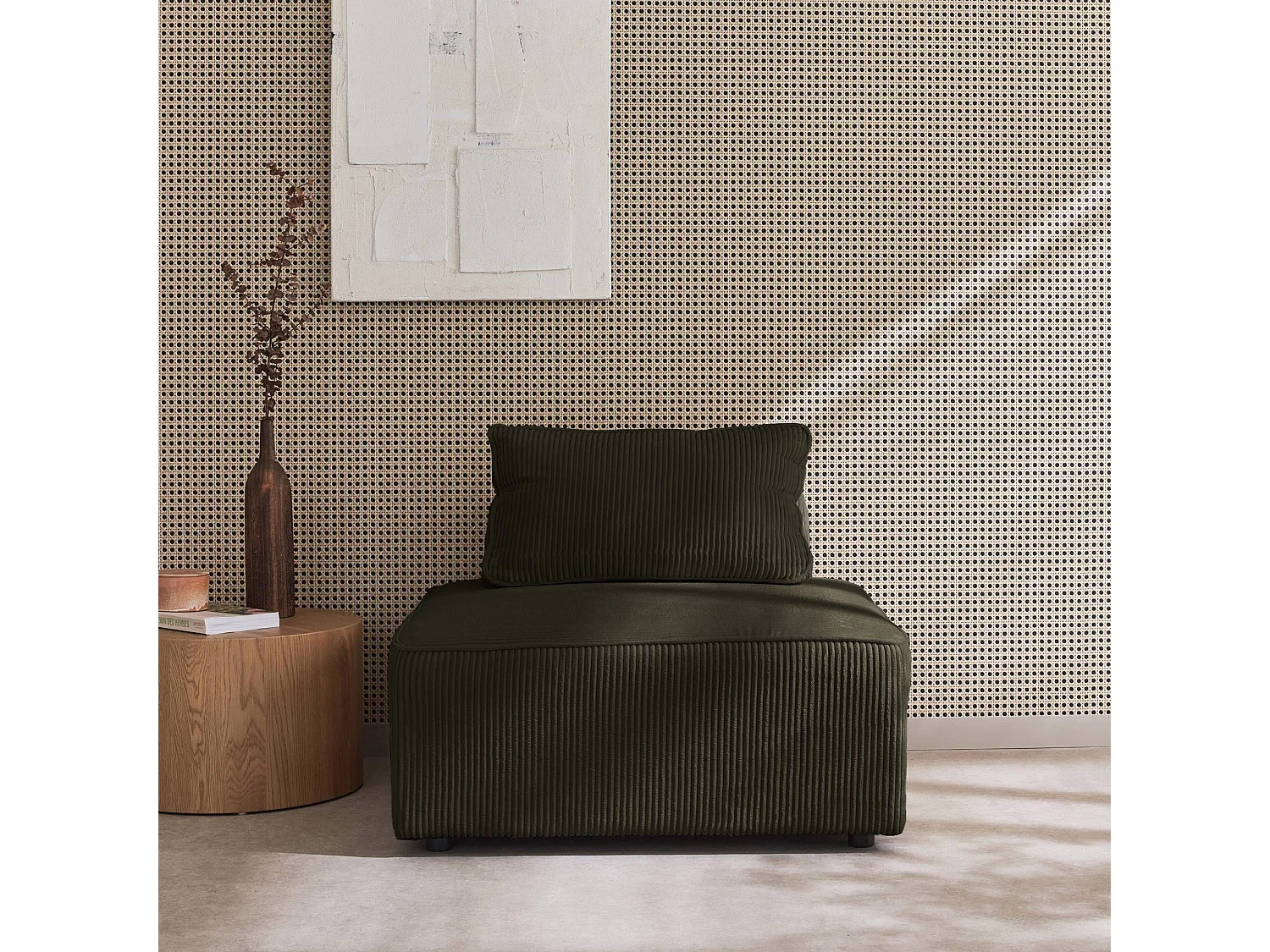 Módulo para sofá modular de pana, 1 plaza verde oscuro