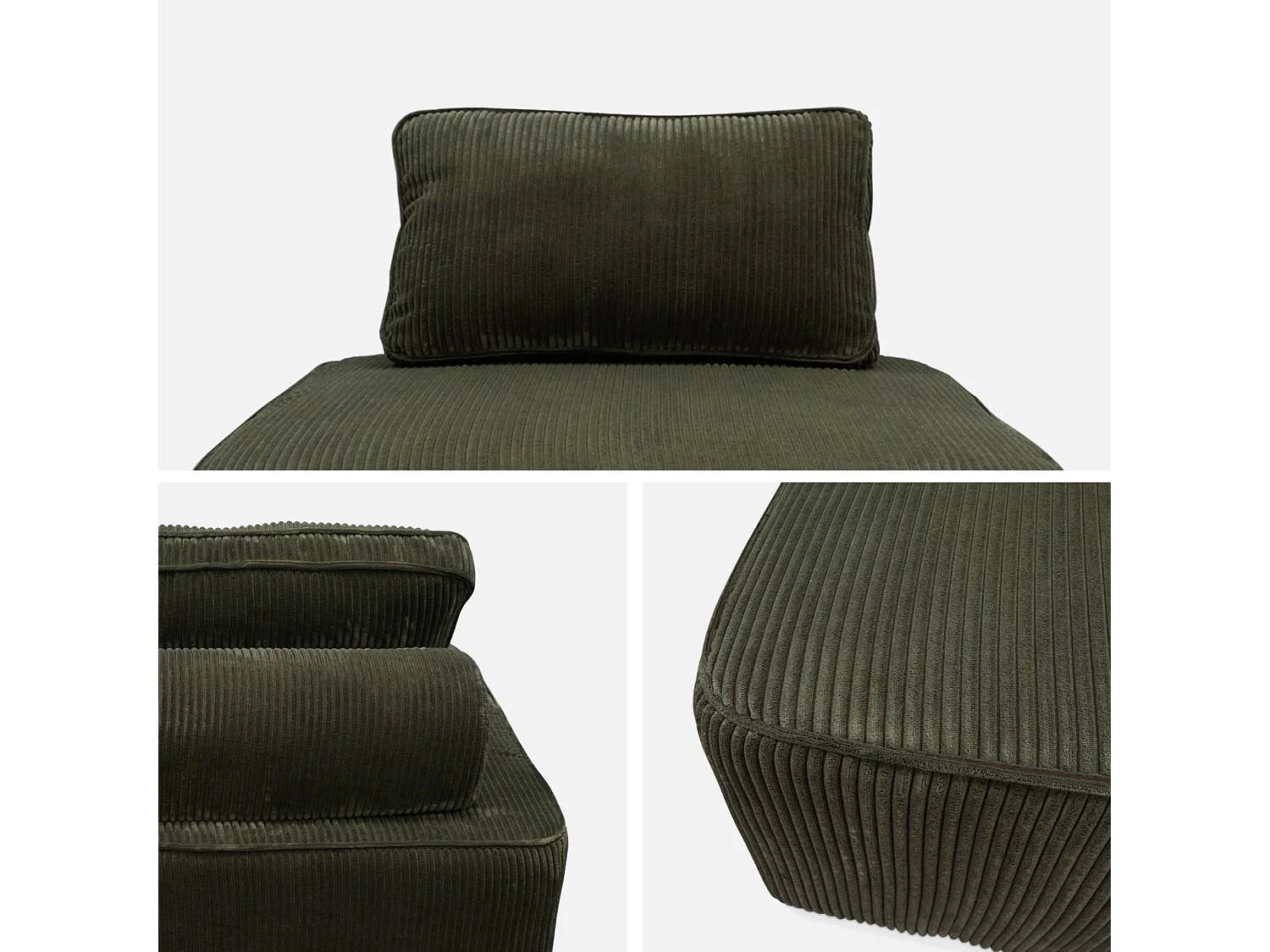 Módulo para sofá modular de pana, 1 plaza verde oscuro